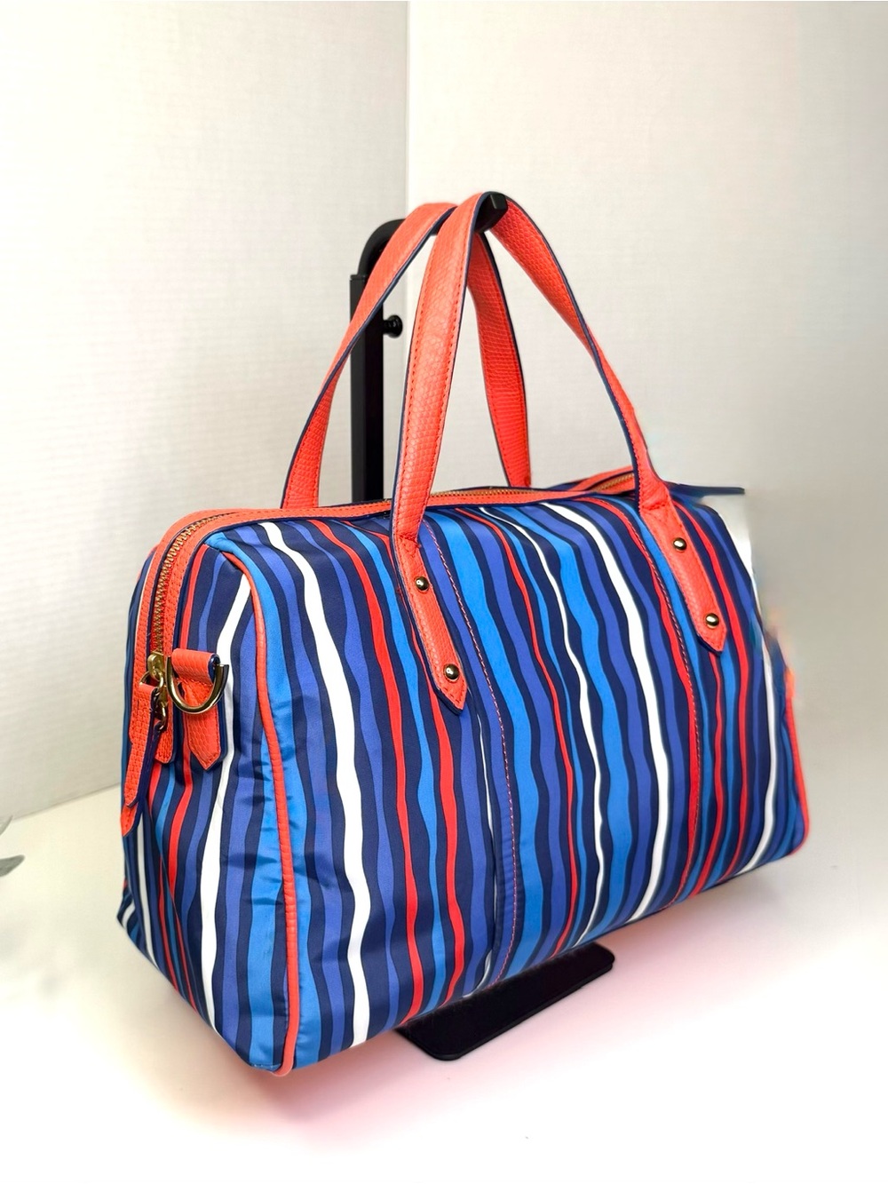 Vera Bradley Cobalt Stripe Preppy Poly Marlo Nylon Satchel Bag Crossbody Bag - Picture 7 of 16